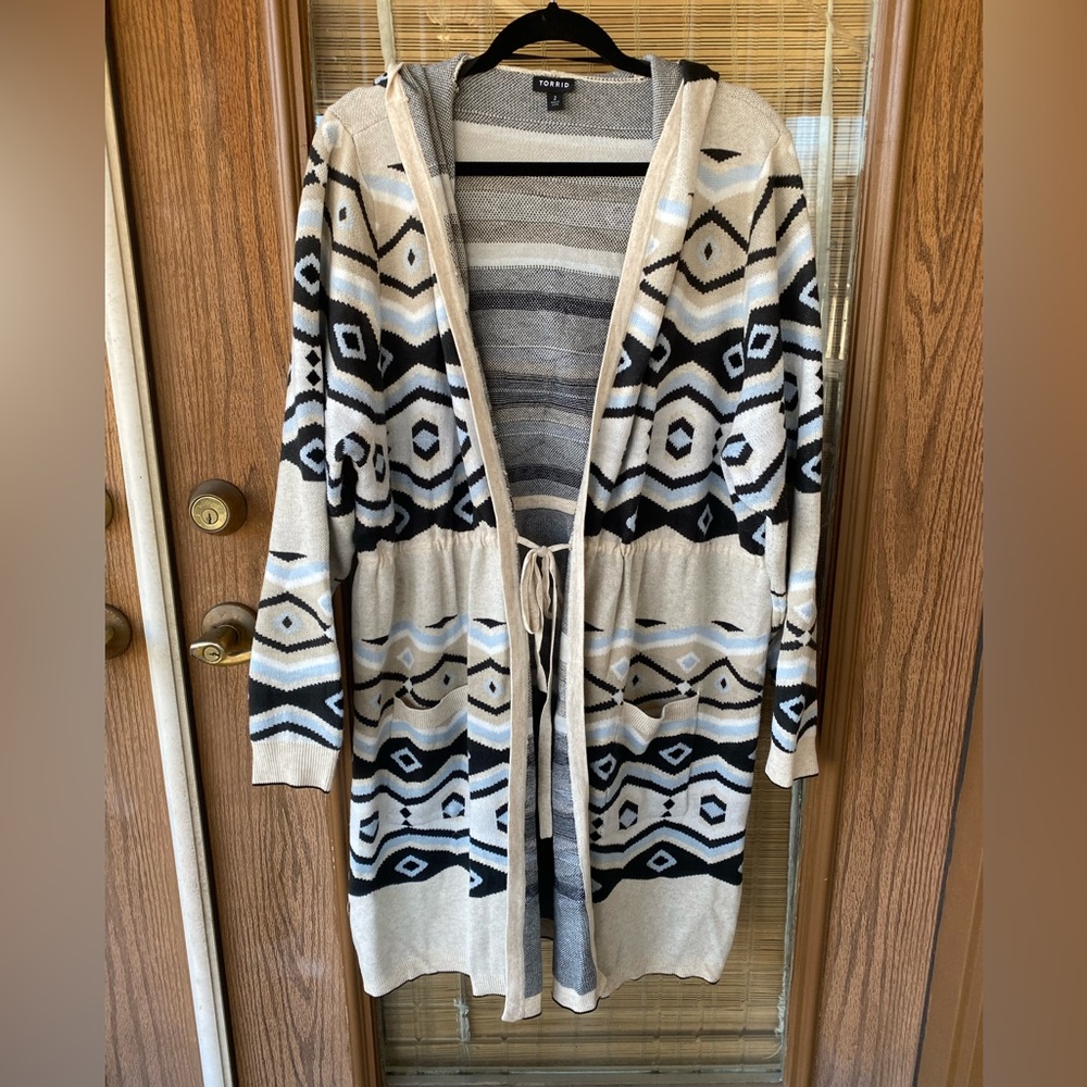 Adirondack style hooded sweater jacket.